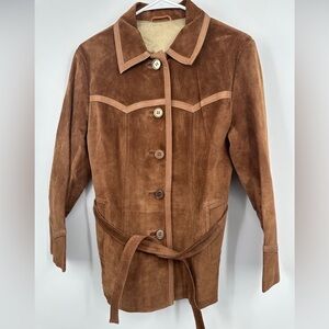 VINTAGE 80'S GOLDEN LEAF CHINA SuedeLEATHER COAT SPORTS BLAZER JACKET SIZE 40